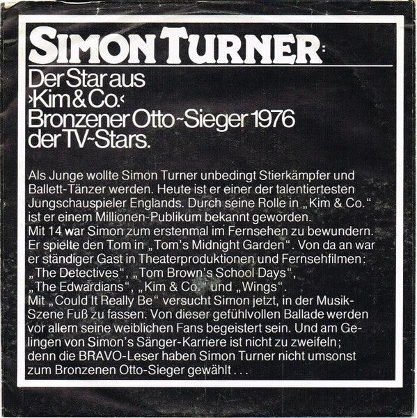 Simon Fisher Turner : Could It Really Be  (7", Single)