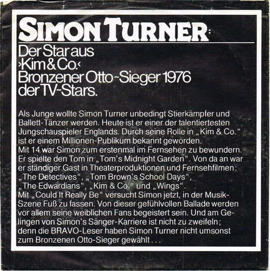 Simon Fisher Turner : Could It Really Be  (7", Single)