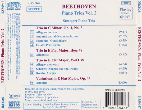 Ludwig van Beethoven, Stuttgarter Klaviertrio : Piano Trios Volume 2 (CD, Album)
