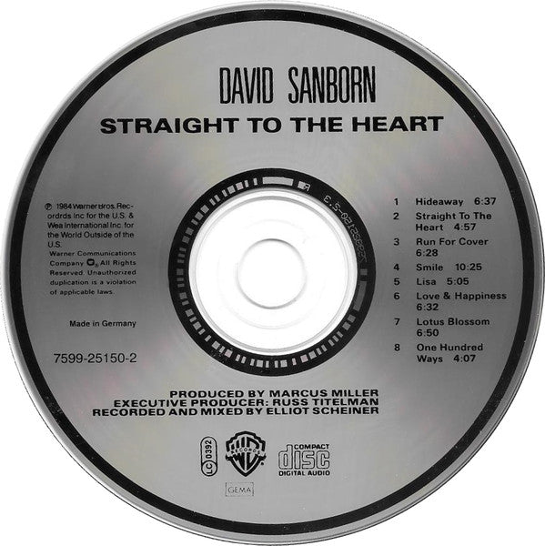 David Sanborn : Straight To The Heart (CD, Album, RE)