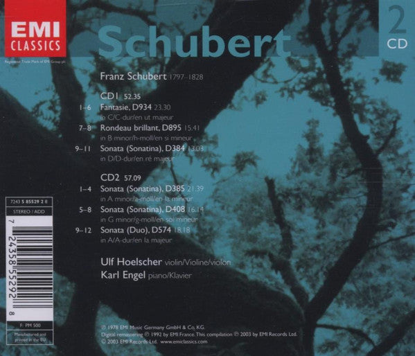 Franz Schubert - Ulf Hoelscher, Karl Engel : Complete Works For Violin And Piano (2xCD, Comp, RE, RM)