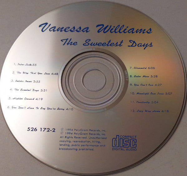 Vanessa Williams : The Sweetest Days (CD, Album)