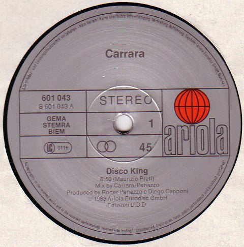 Carrara : Disco King (12", Maxi)