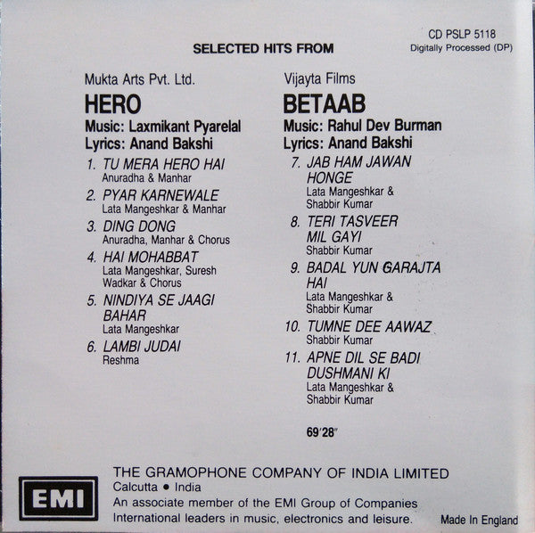 Laxmikant-Pyarelal / R. D. Burman : Hero / Betaab (CD, Comp)