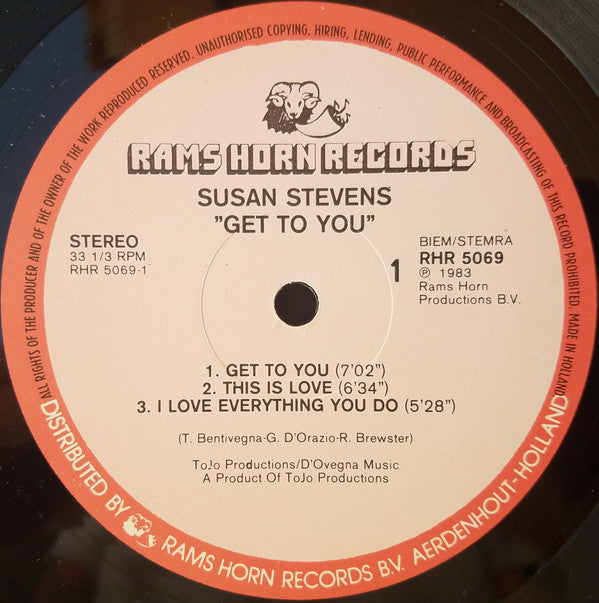 Susan Stevens : Get To You (LP, Album)