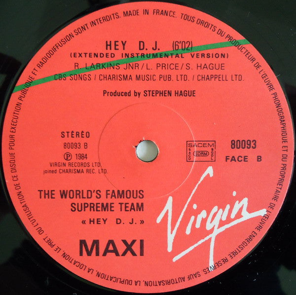 World's Famous Supreme Team : Hey DJ (12", Maxi)