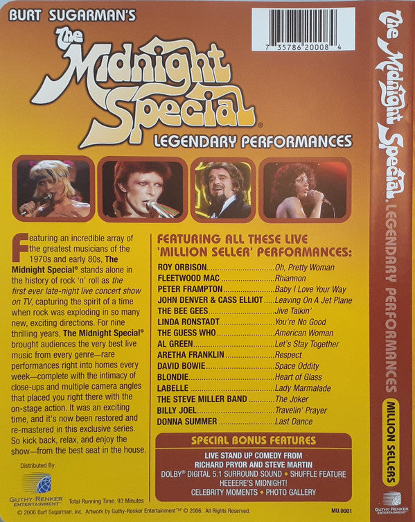 Various : The Midnight Special Legendary Performances (Million Sellers) (DVD-V, RE, RM, Multichannel, NTSC)