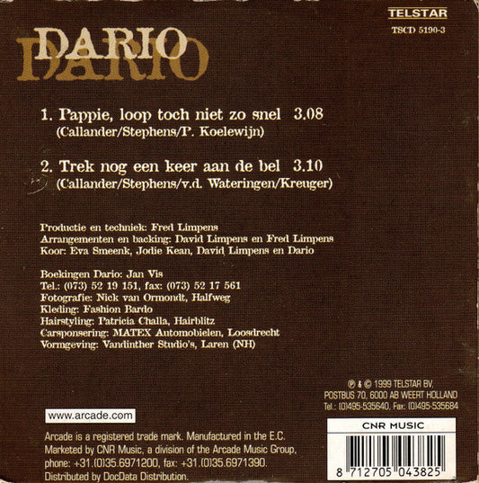 Dario (3) : Pappie, Loop Toch Niet Zo Snel (CD, Single)