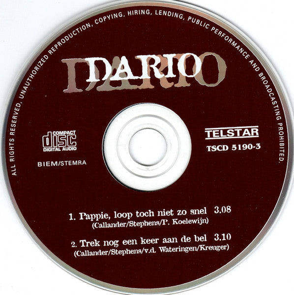 Dario (3) : Pappie, Loop Toch Niet Zo Snel (CD, Single)