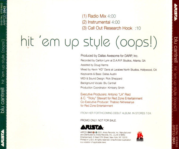 Blu Cantrell : Hit 'Em Up Style (Oops!) (CD, Single, Promo)