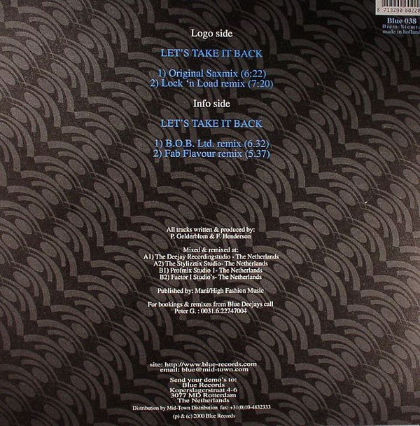 DJ Peter G. & The Clubjock : Let's Take It Back (12")