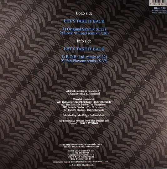 DJ Peter G. & The Clubjock : Let's Take It Back (12")