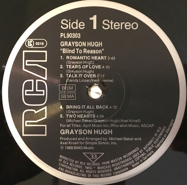 Grayson Hugh : Blind To Reason (LP)