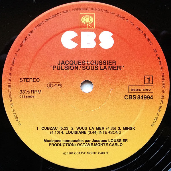 Jacques Loussier : Pulsion / Sous La Mer (LP)