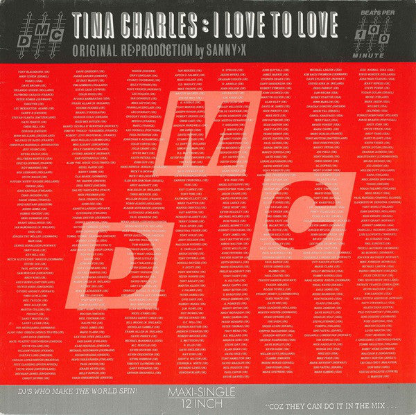 Tina Charles : I Love To Love (Original Re>Production By Sanny-X) (12", Maxi)