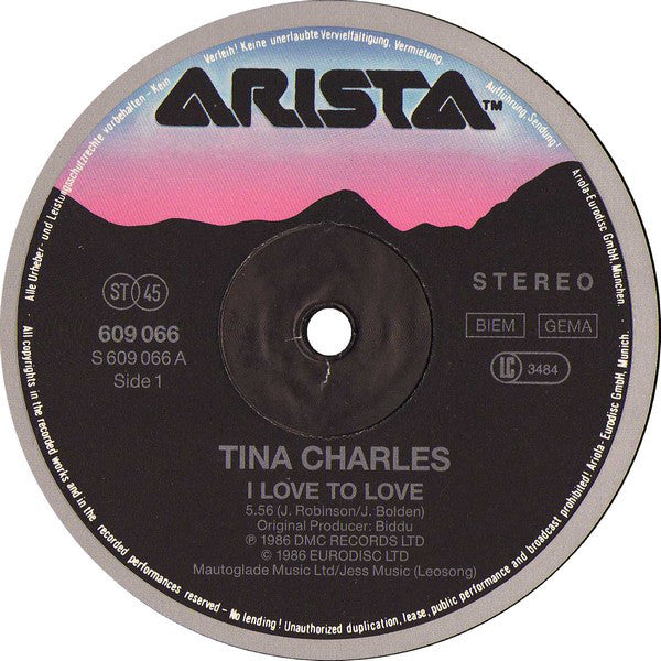 Tina Charles : I Love To Love (Original Re>Production By Sanny-X) (12", Maxi)