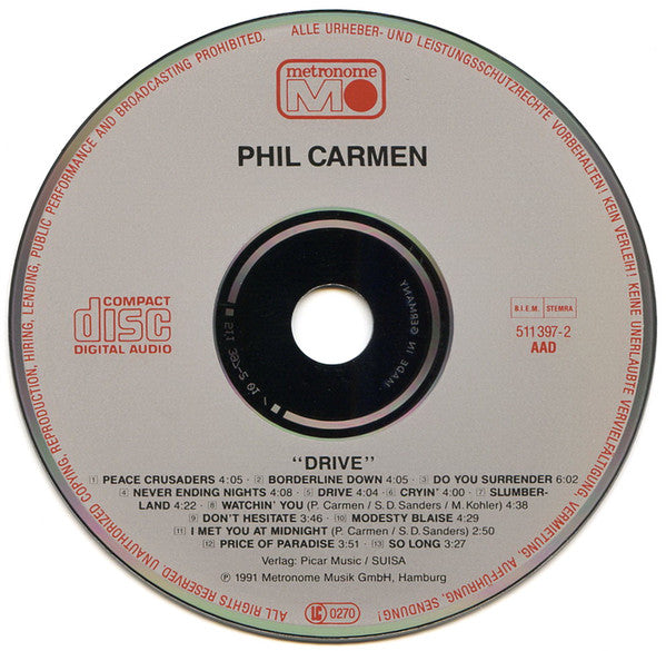Phil Carmen : Drive (CD, Album)