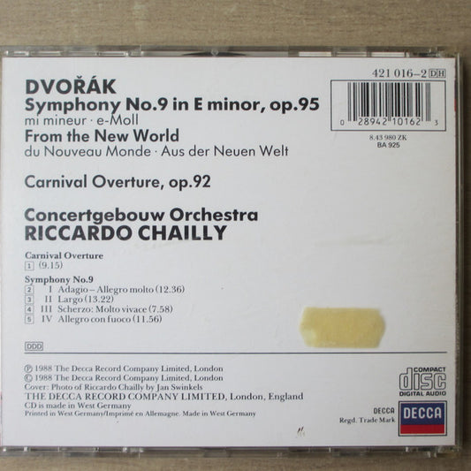 Antonín Dvořák, Concertgebouworkest, Riccardo Chailly : Symphony No.9 'From The New World', Carnival Overture (CD)