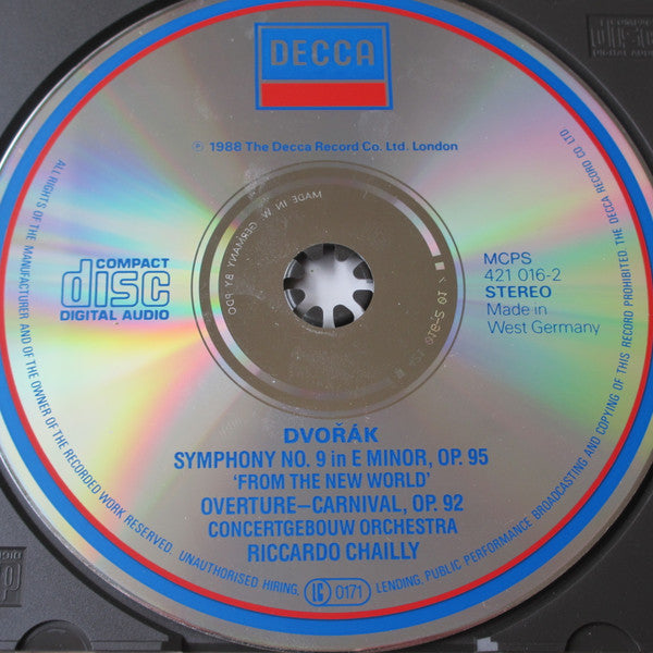 Antonín Dvořák, Concertgebouworkest, Riccardo Chailly : Symphony No.9 'From The New World', Carnival Overture (CD)