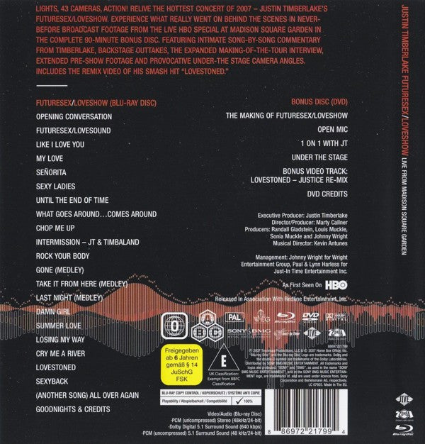 Justin Timberlake : Futuresex/Loveshow (Live From Madison Square Garden) (Blu-ray, Album, Multichannel + DVD-V, PAL)