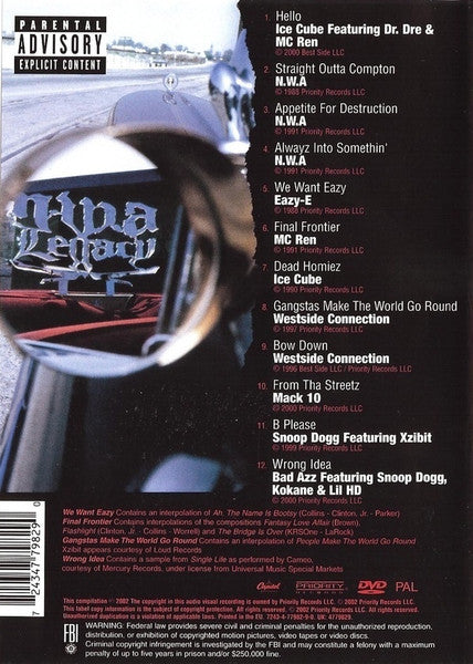 Various : The N.W.A. Legacy The Video Collection (DVD, Comp, PAL)