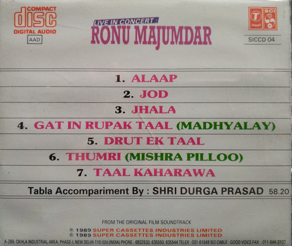 Ronu Majumdar : Live In Concert (CD)