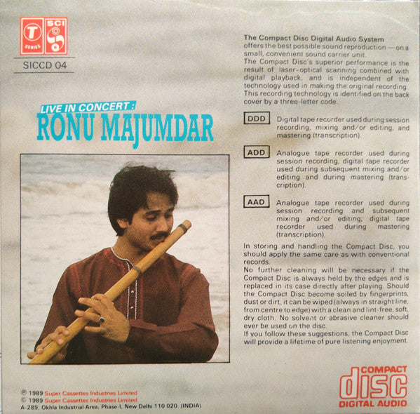 Ronu Majumdar : Live In Concert (CD)