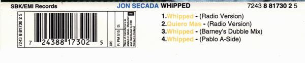 Jon Secada : Whipped (CD, Single)