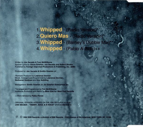 Jon Secada : Whipped (CD, Single)