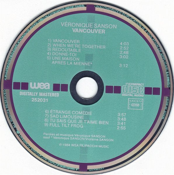 Véronique Sanson : Vancouver (CD, Album, RE)