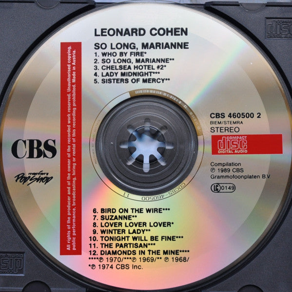 Leonard Cohen : So Long, Marianne (CD, Comp)