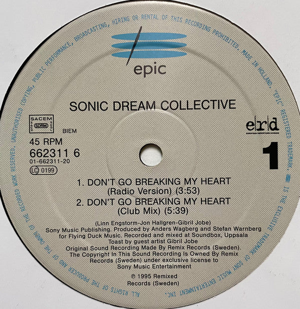 Sonic Dream Collective : Don't Go Breaking My Heart (12")