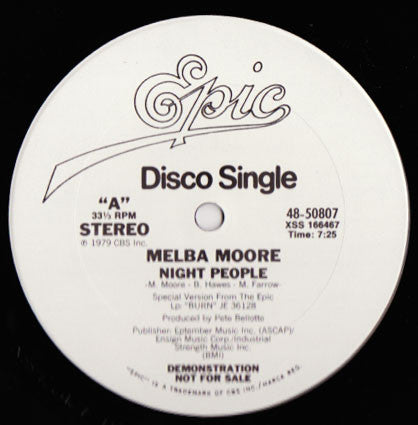 Melba Moore : Night People / Hot And Tasty (12", Promo)