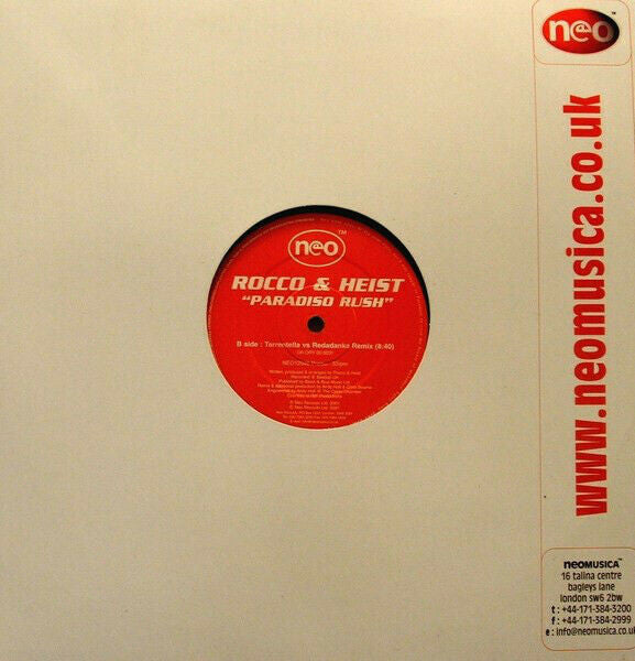 Rocco & Heist : Paradiso Rush (12", Promo)