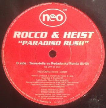 Rocco & Heist : Paradiso Rush (12", Promo)