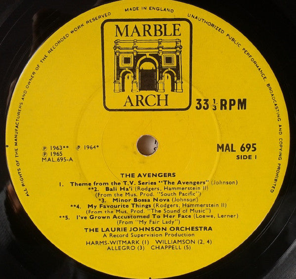 The Laurie Johnson Orchestra : The Avengers (Theme From The A.B.C. Television Series) And Other Favourites (LP, Mono)