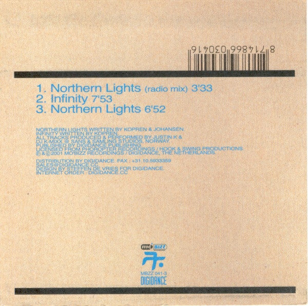 Justin K. & DJ K-Mixx : Northern Lights / Infinity (CD, Maxi)