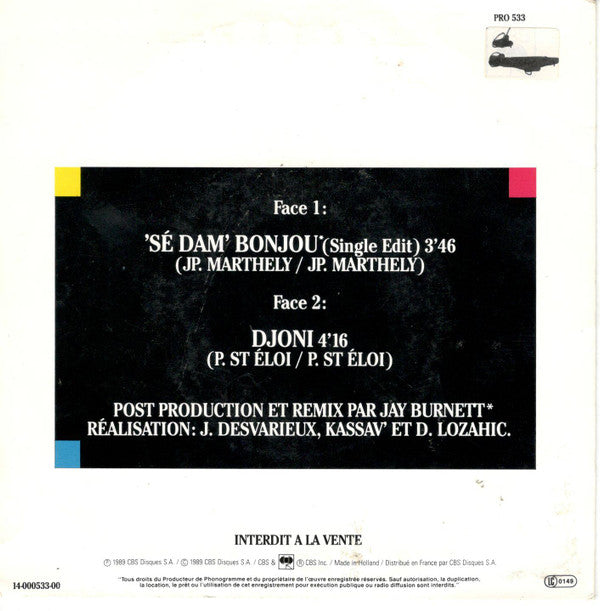 Kassav' : 'Sé Dam' Bonjou "US Remix" (7", Single)