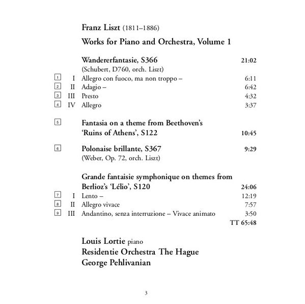 Franz Liszt, Louis Lortie, Residentie Orkest, George Pehlivanian : Works For Piano And Orchestra Vol. 1 (CD)