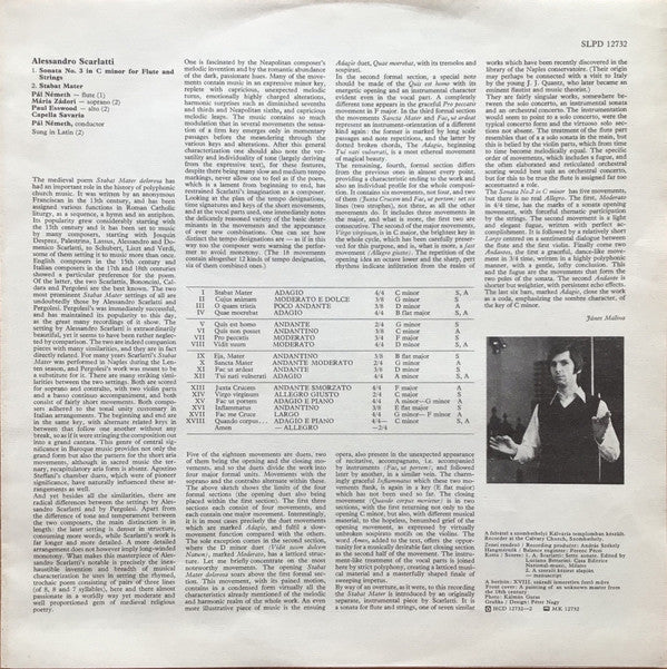 Alessandro Scarlatti, Mária Zádori, Paul Esswood, Capella Savaria, Pál Németh : Stabat Mater  (LP)