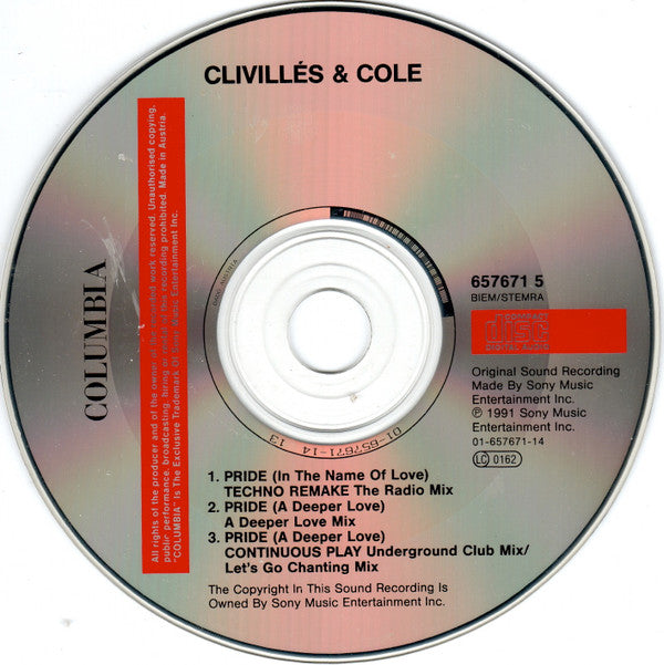 Clivillés & Cole : Pride (In The Name Of Love) (CD, Maxi)