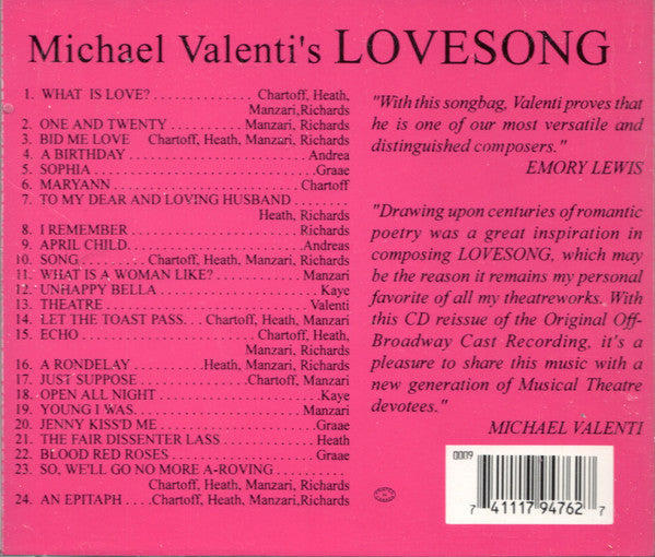 Michael Valenti : Love Song (CD, RE)