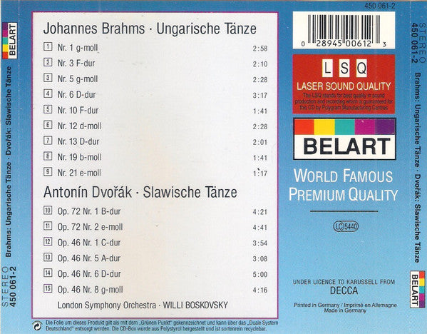 London Symphony Orchestra, Willi Boskovsky, Johannes Brahms, Antonín Dvořák : Ungarische & Slawische Tänze (CD, Album)