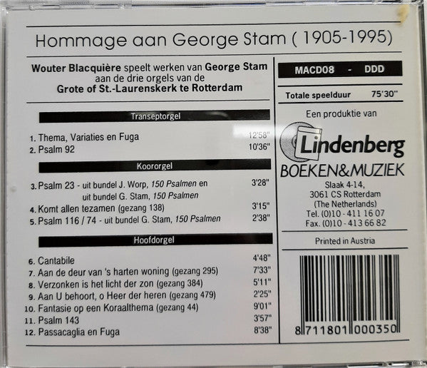 Wouter Blacquière : Homage Aan George Stam (1905-1995) (CD)