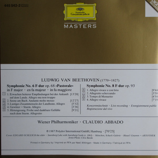 Ludwig van Beethoven, Wiener Philharmoniker · Claudio Abbado : Symphonien No.6 »Pastorale« & No.8 (CD, Comp, RM, RP)