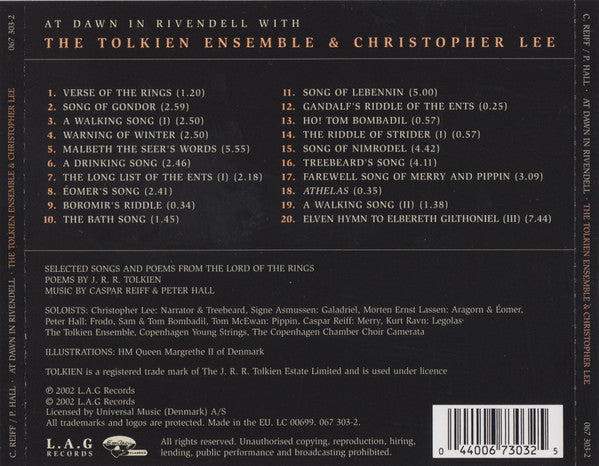 The Tolkien Ensemble & Christopher Lee : At Dawn In Rivendell (CD, Album)