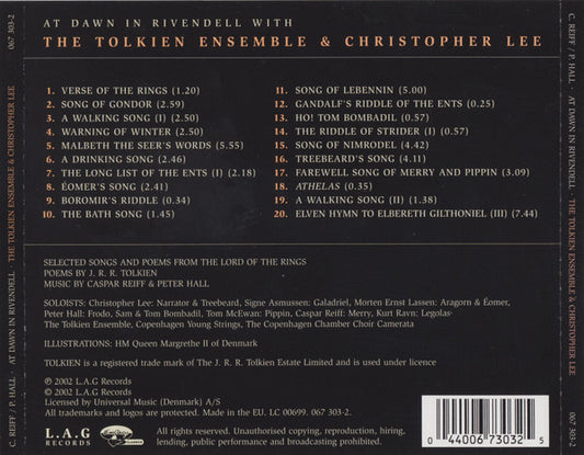 The Tolkien Ensemble & Christopher Lee : At Dawn In Rivendell (CD, Album)