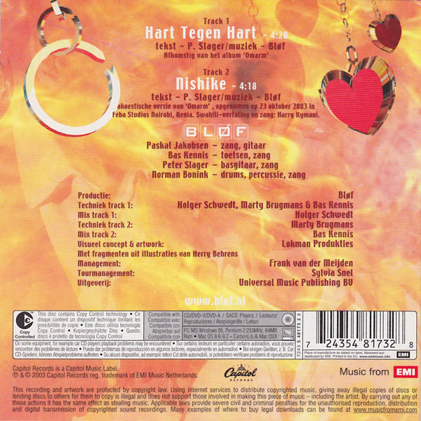 Bløf : Hart Tegen Hart (CD, Single, Copy Prot.)