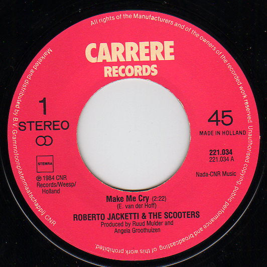 Roberto Jacketti & The Scooters : Make Me Cry (7", Single)