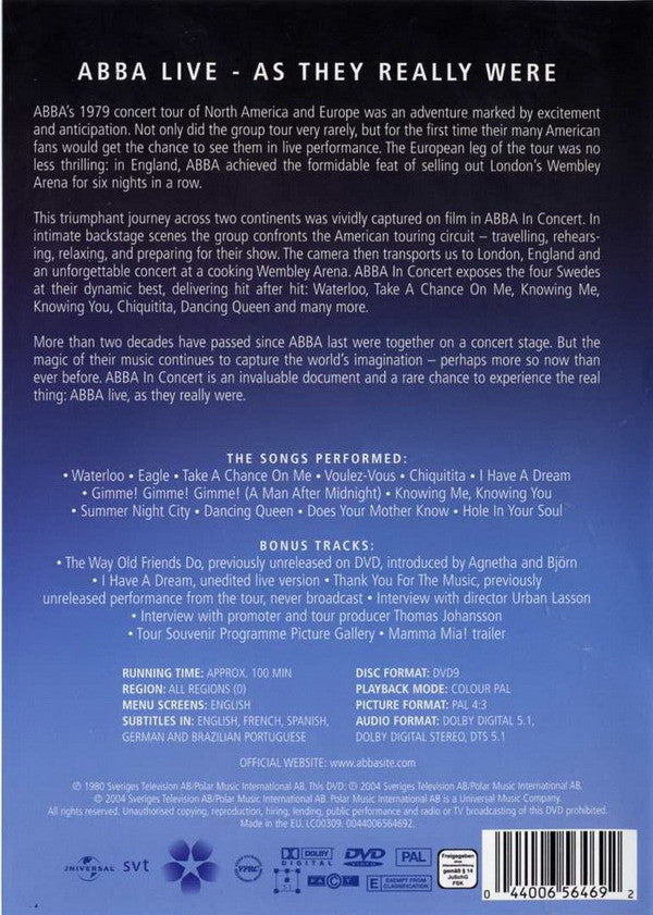 ABBA : In Concert (DVD-V, RM, Multichannel, PAL)